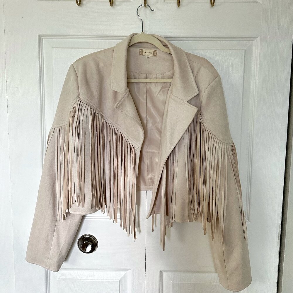 Altar'd State Cream Fringe Jacket
